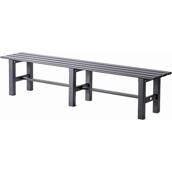 TECSPACE 71 Inches Aluminum Outdoor Weatherproof Bench Backless, 550 LBS Bearing Capacity Garden Porch Bench, Black