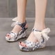 thumbnail image 1 of Zapatos de cuña con boca de pez para mujer Sandalias de lujo con cordones y tacones altos con tacón de cuña Wmkox8yii hfjk4824, 1 of 9