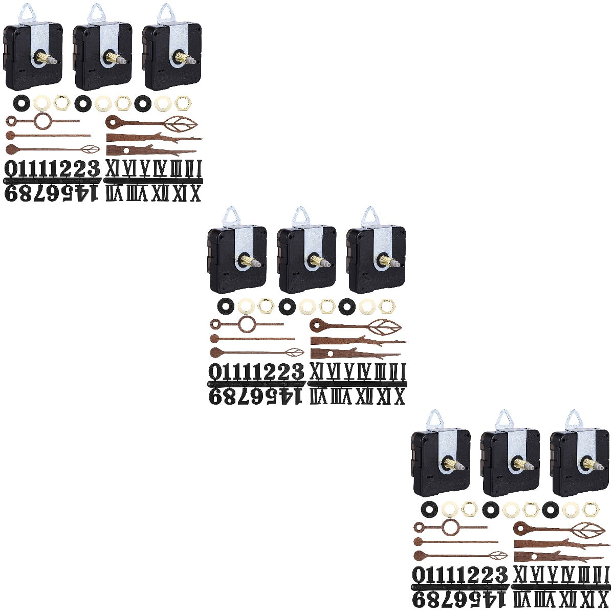 SHOWERORO Quartz Clock Movement Kit with Hands and Motor ABS Assorted Color 3Sets