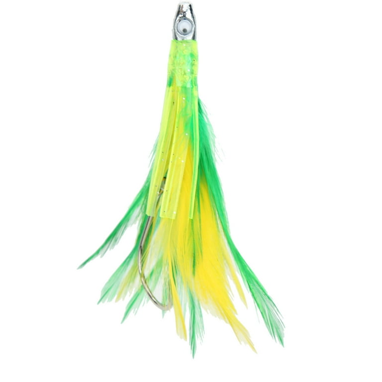 Feather Trolling Skirt Tuna Lure for Big Game Fishing Rigged with Steel  Hook 