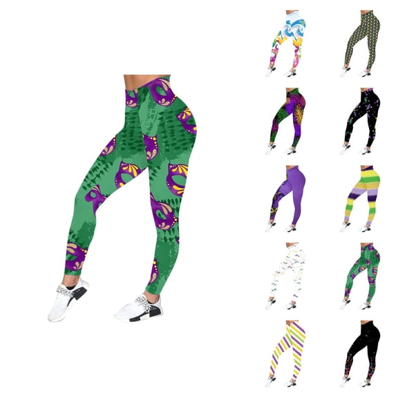 Women Casual Sports Yoga Pants – Colorful Carnival Printed High-Waist Tummy-Control Leggings for Workout, Running & Fitness