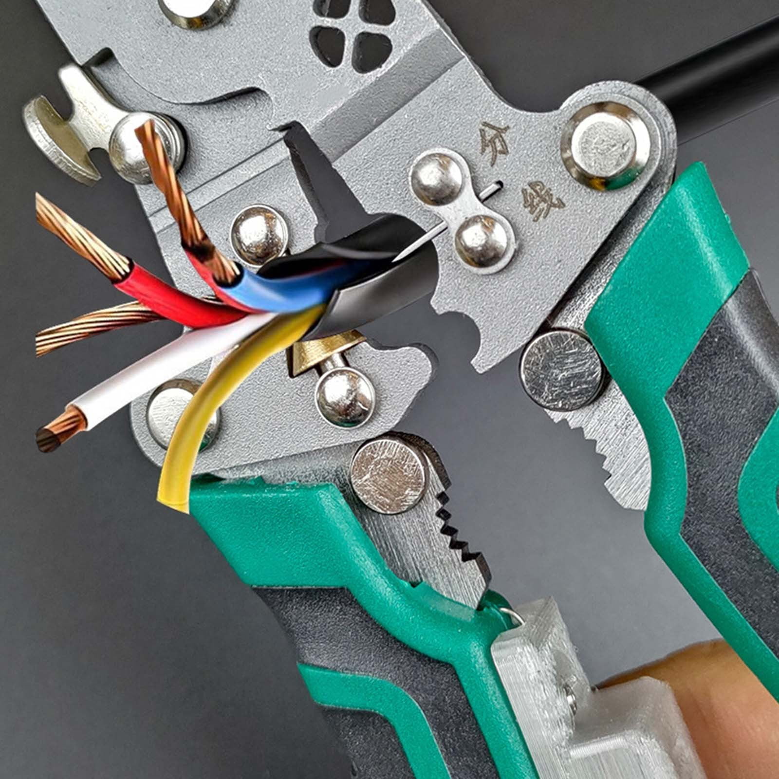 Professional 8-in-1 Wire Stripper & Crimper - 2025 New Foldable Electrical Tool for Cutting, Stripping, Twisting Wires - Compact Electrician Pliers with Cable Cutter