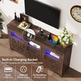 thumbnail image 4 of ChVans LED Farmhouse TV stand for up to 75" TVs with Power Outlet, 65" Large Entertainment Center Console Table, 33.5" Tall Rustic Media Console w/Storage Shelves for Living Room, 4 of 8