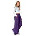 thumbnail image 2 of Ruyang Girls Wide Leg Cargo Sweatpants Kids Baggy Casual Elastic Waist Track Sweat Pants with Pockets Y2k Hip Hop Skater Streetwear, 2 of 9