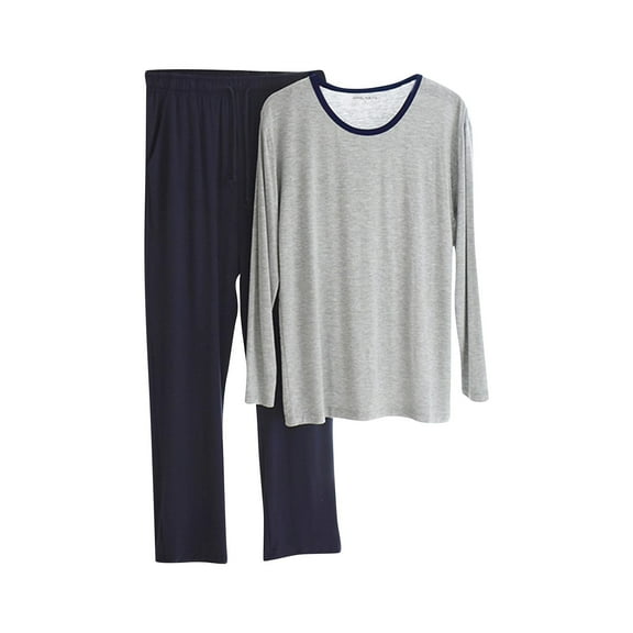 Dagugfen Pajama Sets for Men 2 Piece Long Sleeve Shirts Drawstring Pants Thin Comfy Sleepwear Outfits