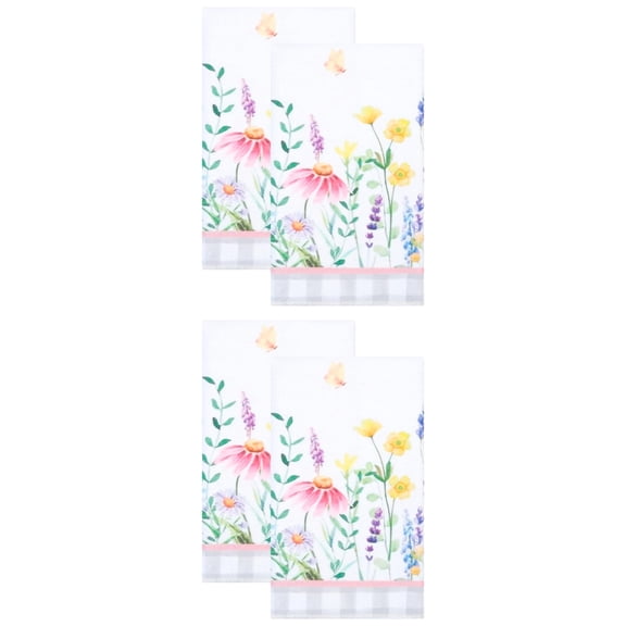 Unique Bargains 4 Pack Floral Microfiber Absorbent Soft Towels Multi-Color 1 24" x 16"