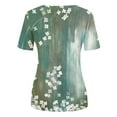 thumbnail image 4 of Green Women's Short Sleeve T-shirt, Women'S Summer Round Neck Retro Flower Print Irregular Hem Loose Casual Top,Women's Short sleeve T-shirt XL, 4 of 5