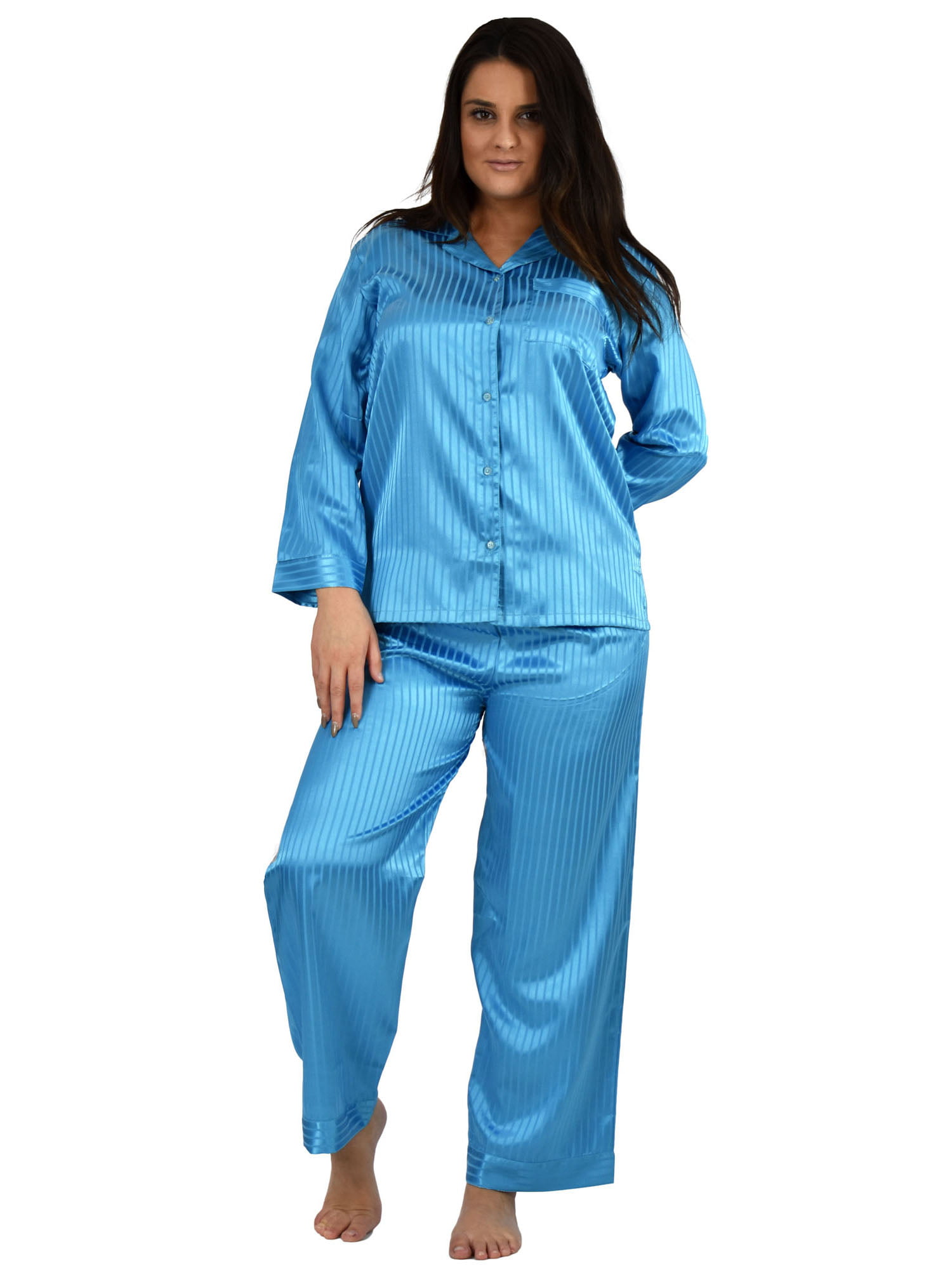 Up2date Fashion's Women's Striped Satin Pajamas - Walmart.com