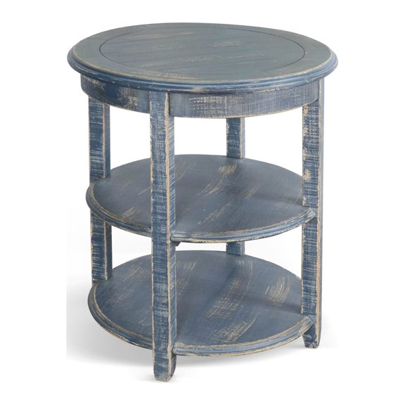 Sunny Designs Marina Ocean Blue Solid Wood and Veneers Side Table
