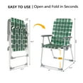 thumbnail image 2 of 2-Pack Aluminum Patio Dining Chairs Folding with Detachable Cup Holder, 21.3"D x 21"W x 36.6"H Webbed Beach Chair Folding Chair Outdoor Portable Camping Chair for Yard, Garden, Green, 2 of 5