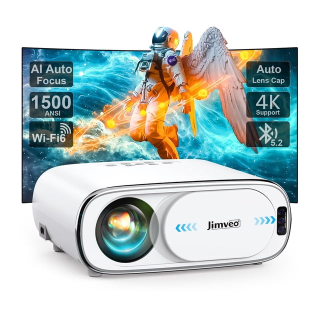 Proyector Jimveo E30 1500 ANSI 1080P 4K WiFi 6 Bluetooth