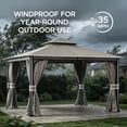 thumbnail image 3 of Sunjoy Roberts Outdoor Patio Steel Frame11 x 13 ft. 2-Tier Soft Top Gazebo with Light Gray Canopy Roof, Netting,  and Curtains, 3 of 13
