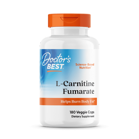 Doctor's Best L-Carnitine Fumarate, Non-GMO, Gluten Free, Soy Free, Vegan, Heart Health, 855 mg, 180 Veggie Caps