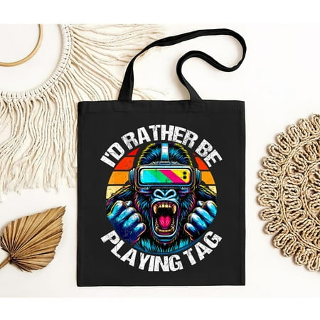 vintage I d Rather Be Playing Tag Gorilla Monke Tag Gorilla VR Gamer Tote Bag  S--TH13924