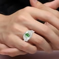 thumbnail image 3 of RYLOS 14K White Gold Ring 8X6MM Oval Gemstone & Diamond Unisex Rings Emerald May Birthstone Ring Size 8, 3 of 7