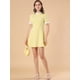 thumbnail image 3 of Vestido de manga corta vintage Allegra K con panel de contraste y cuello con volantes Amarillo S, 3 of 6