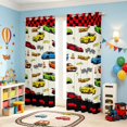 thumbnail image 2 of Erosebridal Cartoon Race Car Kitchen Curtains, Colorful Black Out Curtains Pack of 2 (42x63 Each), Yellow Border, 2 of 5