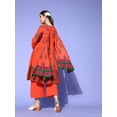 thumbnail image 4 of eloria Women Orange Ethnic Motifs Printed Pure Cotton Anarkali Kurta Set with Dupatta, 4 of 7
