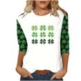 thumbnail image 1 of Camiseta de Cuello Redondo de Impresión Casual de Manga Superior de 3/4 de las Mujeres, Poliéster Ligero para la Fiesta de Verano de Primavera Y Diario, 1 of 1