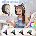 thumbnail image 5 of QearFun Cat Headphones for Girls Kids for School, Kids Bluetooth Headphones with Microphone & 3.5mm Jack, Teens Toddlers Wireless Headphones with Adjustable Headband for Tablet/PC（Black）, 5 of 7