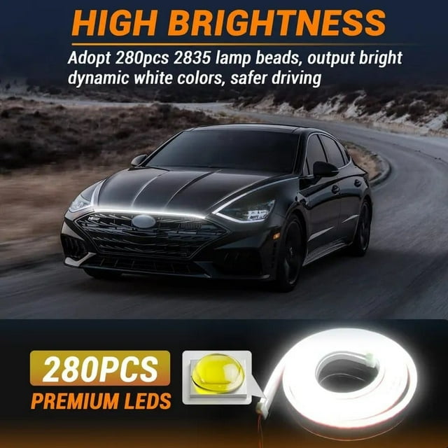 Czzoypi Automotive Hood LED Light Strip, Waterproof Under Hood Lighting for Car Engine Bay, Bright LED Strip Lights for Vehicle Repair Maintenance Car Show Enhancement, White