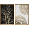 thumbnail image 5 of IDEA4WALL Framed Canvas Print Wall Art Set of 2 Geometric Gold & Black Forest Wood Tree Rings Abstract Modern Art Decorative Boho Contemporary Artwork for Bedroom, Office - 16"x24"x2 Panels Natural, 5 of 5