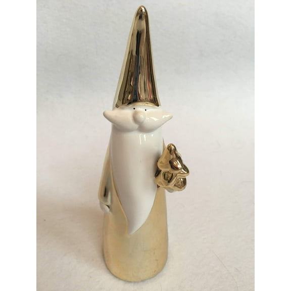 Christmas Ceramic White and Gold Santa