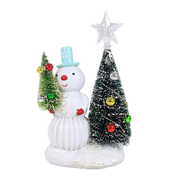 Ganz Holiday Figure W/Led Tree - One Figurine 6.5 Inch, Resin - Bottle Brush Star Snow Mx188684 Snowman