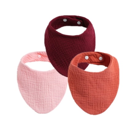 3PCS Feeding Bibs Baby Towel Gauze Cotton Drool Bib for Toddler Double Layer Handkerchief Burp Cloth Newborn Shower Gift