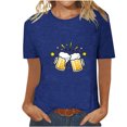 thumbnail image 1 of Tops Cortos para Mujeres, Oktoberfest Casual Impreso Cuello Redondo Manga Corta Camiseta Top Hecho de Poliéster para la Primavera Verano Uso Diario, Camisetas Casuales de Mujer, 1 of 4