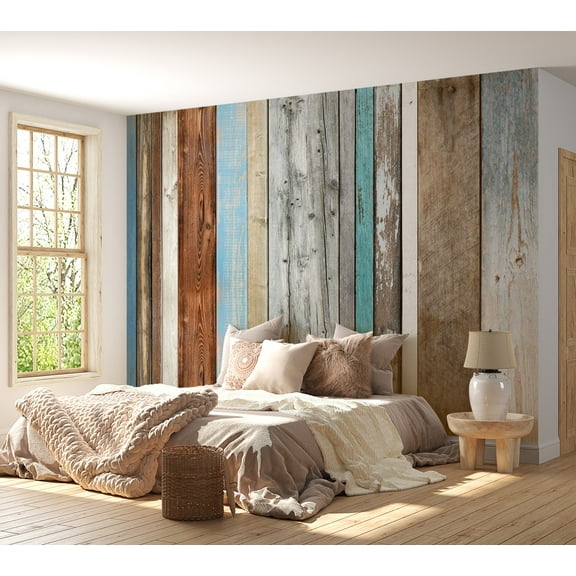 Tiptophomedecor Background & Patterns Wallpaper Wall Mural - Mixed Distressed Wood