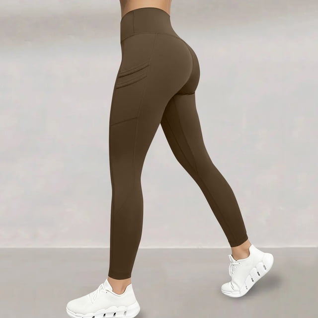 Pincandy Women's High Waist Yoga Pants - Long Length, Tummy Control, High Stretch with Pockets for Workout & Yoga