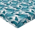 thumbnail image 2 of Ambesonne Vintage Green Fitted Sheet, Tropical Palm Leaves, California King, Petrol Blue Aqua, 2 of 3