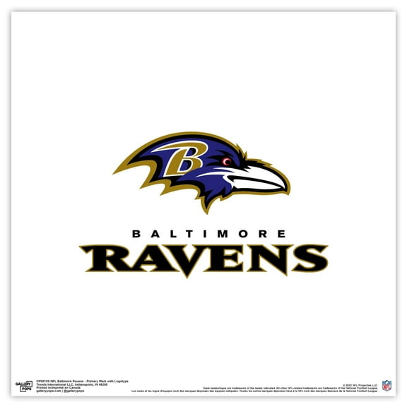 Gallery Pops NFL Baltimore Ravens - Primary Mark Logotype Wall Art, Unframed Version, 12" x 12"