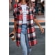 thumbnail image 3 of Abrigo PRETTYGARDEN Shacket a Cuadros con Botones Mezcla de Lana Rojo Talle S, 3 of 8