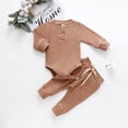 thumbnail image 2 of 2026 ! Womens asdoklhq Pregnant Clothes s Infant Newborn Baby Girls Boys Ribbed Solid Bodysuits+Elastic Pants Outfits Set, 2 of 9