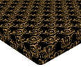 thumbnail image 4 of Ambesonne Damask Fitted Sheet, Vintage Floral Motif Hearts, Queen Size, Charcoal Grey and Marigold, 4 of 5
