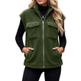 thumbnail image 2 of Sentuca Womens Vest Stand Collar Full Zip Plush Fleece Coat with Pockets Sleeveless Warm Cozy Soft Wear Jackets, Green XL, 2 of 8