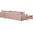 Meridian Furniture Naomi Contemporary 2pc Velvet Reversible Sectional in Pink