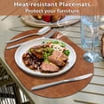 thumbnail image 2 of Placemats, Heat Resistant Oval Placemats Set of 12 Washable 12 x 17 Inch, Waterproof Table Mats, Wipeable Pu Place Mats for Kitchen, Dining Room, Turmeric Brown, 2 of 12