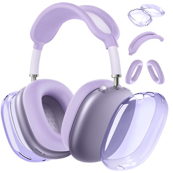 Aiaabq Funda Para Airpods Max Funda Antirrayas Para Almohadillas Para Los Oídos/Cubierta Para Las Orejeras/Cubierta Para La Diadema Para Airpods Max. Tpu Suave Transparente Y Piel De Silicona A Prueba