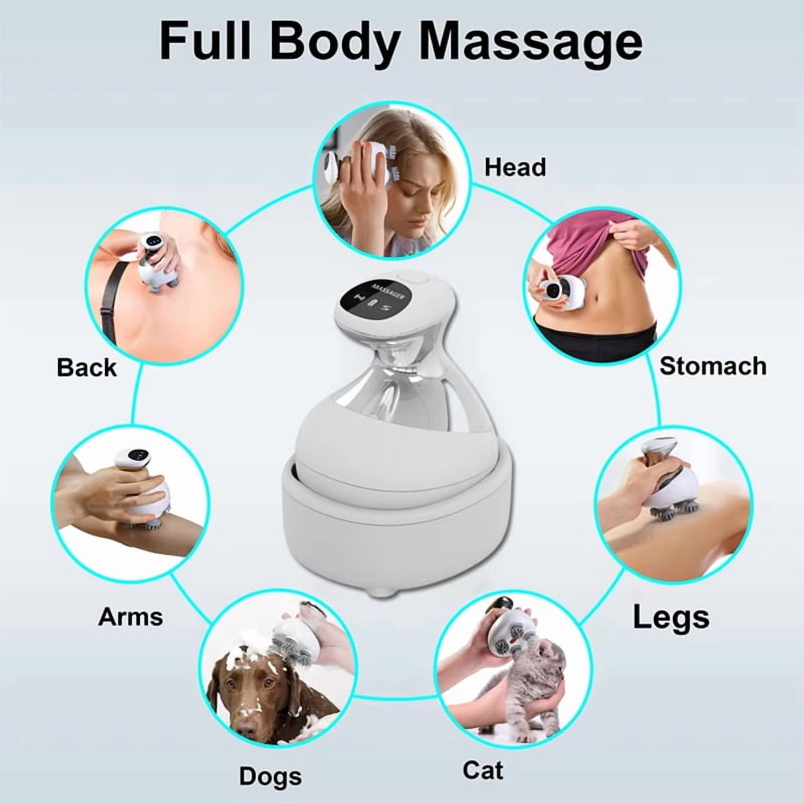 Electric Scalp Massager with Red Light Therapy,Waterproof Handheld Head Massager,Deep Tissue Kneading & Body Relaxation