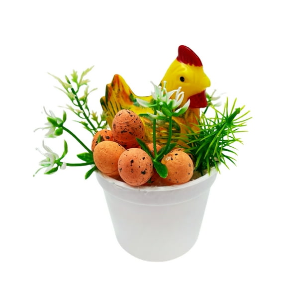Yinkuu Easter Decoration Creative Potted Easter Egg with Chichen Mini 4.3*2.8in Spring Home Decor