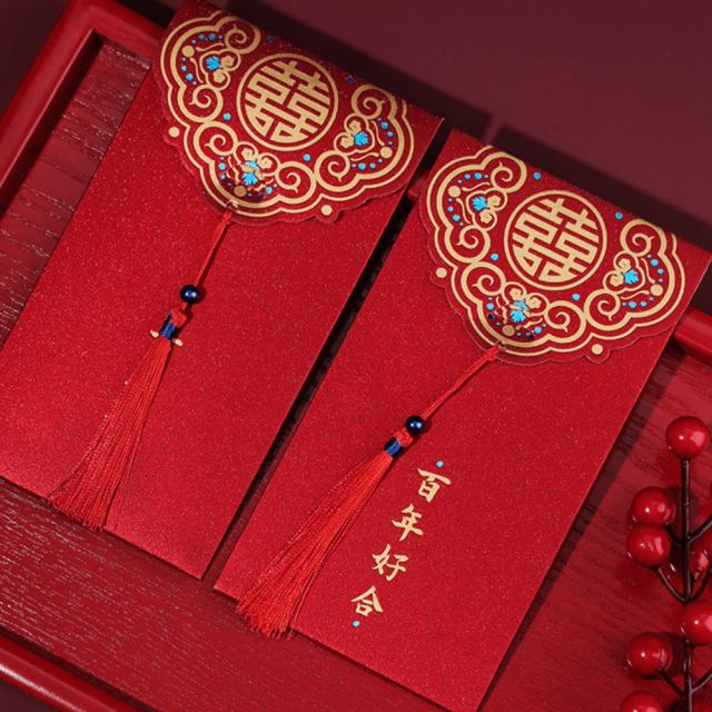10pcs Hot Stamped Red Envelopes - Perfect for Gifting on Chinese New Year, Valentine's Day, Weddings & More!