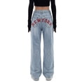 thumbnail image 2 of EMMIOL Women's NEW YORK Letter Print Baggy Boyfriend Jeans, High Rise Dark Wash Wide Leg Vintage Y2K Denim Pants Suitable for Independence Day, 2 of 8