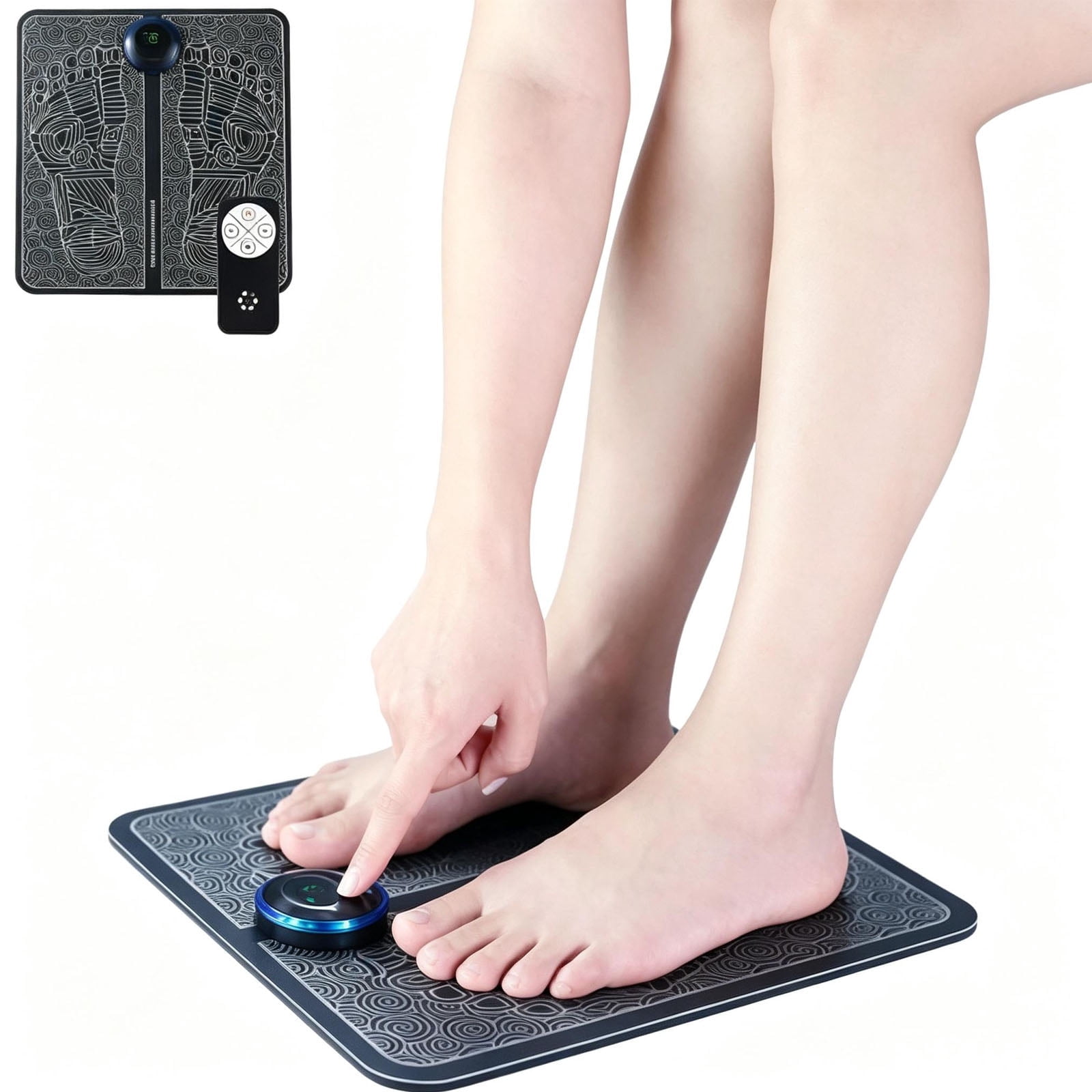 StepNura Foot Massager Mat with Remote, 8 Modes 19 Levels (Blue*1Pcs)