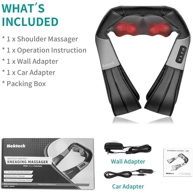 Aptoco Shiatsu Back and Neck Massager with Heat Deep Kneading Massage for  Neck, Back, Shoulder, Foot and Legs, Use at Home, Car, Office, Perfect