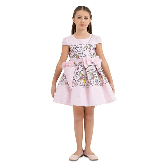 PAMINA Girls Summer Dress with Mini Bag Accessory, Size 4–8 Years