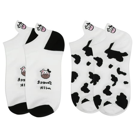 

KESYOO 2 Pairs Cartoon Cow Ankle Sock Low Cut Sock Girl Short Sock Creative Funny Novelty Sock