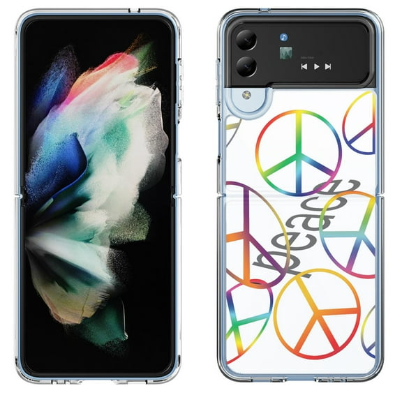 Shockproof Bumper Phone Case for Samsung Galaxy Z Flip 4 5G, by OneToughShield ® - Colorful Peace